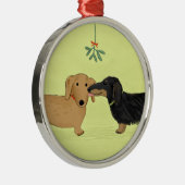 ダックスシュントキス- Wiener Dog Chrimas メタルオーナメント (右)