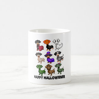 ダックスシュントハッピーハロウィナーおもしろい犬ハロウィーン コーヒーマグカップ