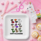 ダックスシュントハッピーハロウィナーおもしろい犬ハロウィーン ペーパープレート (パーティー)