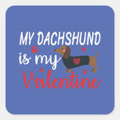 ダックスシュントハートヴァレンティーンズデイおもしろい犬バレンティン スクエアシール (正面)
