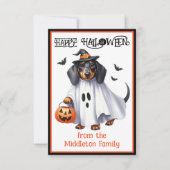 ダックスシュントパピードドッグハッピーハローウィン ノートカード (正面)