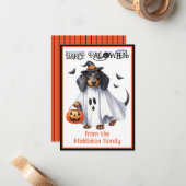 ダックスシュントパピードドッグハッピーハローウィン ノートカード (正面/裏面インサイチュ)