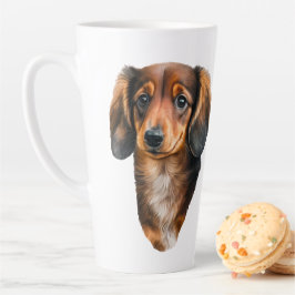 ダックスシュントパピーポートレートドキシードッグ カフェラテマグ