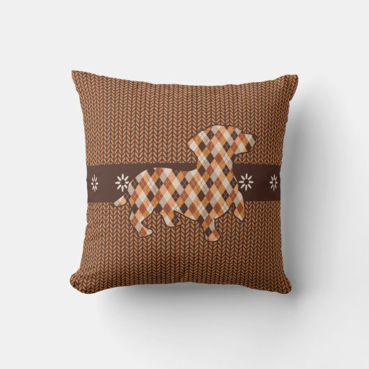 ダックスシュントプライドフェイクとニットルック装飾用クッション クッション (正面)