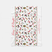 ダックスシュントプードドッグファーリー明るいクリスマス フリースブランケット (正面)