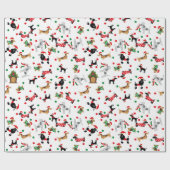 ダックスシュントプードルドーベルマン(犬)ドッグパピーブライトクリスマス ラッピングペーパー (フラット)