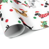 ダックスシュントプードルドーベルマン（犬）ドッグパピーブライトクリスマス ラッピングペーパー (ロールコーナー)