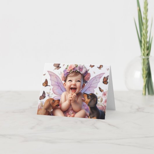 ダックスシュント子犬グリーティングカード カード (正面)