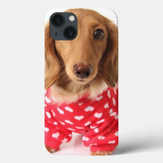 ダックスシュント子犬バレンタインの衣装を着て Case-Mate iPhoneケース (裏面)