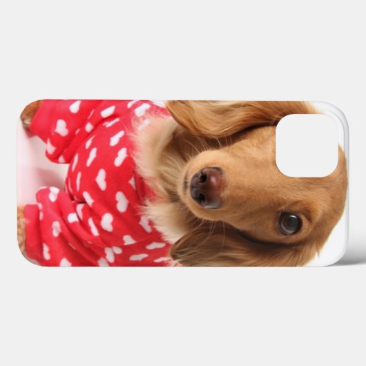 ダックスシュント子犬バレンタインの衣装を着て Case-Mate iPhoneケース (裏面 (横))