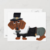 ダックスシュント感謝祭の巡礼者 ポストカード (正面/裏面)