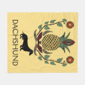 ダックスシュント歓迎パイナップル フリースブランケット (正面(横))