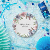 ダックスシュント水彩花ベビーシャワー ペーパープレート (パーティー)