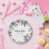 ダックスシュント水彩花ベビーシャワー ペーパープレート (パーティー)
