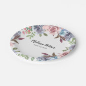 ダックスシュント水彩花ベビーシャワー ペーパープレート (アングル)