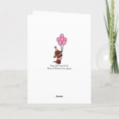 ダックスシュント漫画誕生日ピンクバルーン カード (裏面)