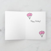 ダックスシュント漫画誕生日ピンクバルーン カード (内部)