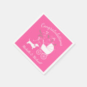 ダックスシュント犬の赤ちゃんシャワーピンクガール スタンダードカクテルナプキン (角)