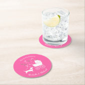 ダックスシュント犬の赤ちゃんシャワーピンクガール ラウンドペーパーコースター (インサイチュ)