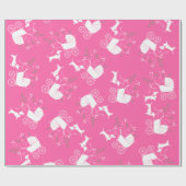 ダックスシュント犬の赤ちゃんシャワーピンクガール ラッピングペーパー (フラット)