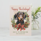 ダックスシュント犬クリスマスハッピーパウィーデイズハウリデイズ シーズンカード (スタンド正面)