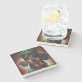 ダックスシュント犬サンパトリックのデイドレス ストーンコースター (横)