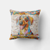 ダックスシュント犬 – ドキシー – カラフルモザイク クッション (裏面)