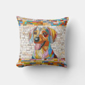 ダックスシュント犬 – ドキシー – カラフルモザイク クッション (正面)