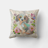 ダックスシュント犬 – ドキシー – カラフルモザイク クッション (裏面)