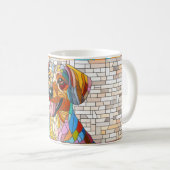 ダックスシュント犬 – ドキシー – カラフルモザイク コーヒーマグカップ (正面右)