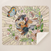 ダックスシュント犬 – ドキシー – カラフルモザイク シェルパブランケット (正面(横))