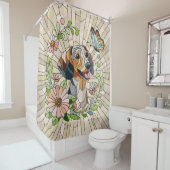 ダックスシュント犬 – ドキシー – カラフルモザイク シャワーカーテン (インサイチュ)