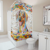 ダックスシュント犬 – ドキシー – カラフルモザイク シャワーカーテン (インサイチュ)