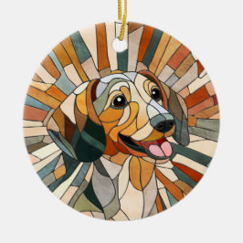 ダックスシュント犬 – ドキシー – カラフルモザイク セラミックオーナメント