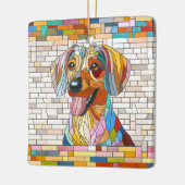 ダックスシュント犬 – ドキシー – カラフルモザイク セラミックオーナメント (左)