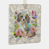 ダックスシュント犬 – ドキシー – カラフルモザイク セラミックオーナメント (右)