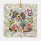 ダックスシュント犬 – ドキシー – カラフルモザイク セラミックオーナメント (裏面)