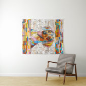 ダックスシュント犬 – ドキシー – カラフルモザイク タペストリー (インサイチュ(横))