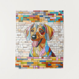 ダックスシュント犬 – ドキシー – カラフルモザイク タペストリー