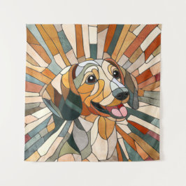 ダックスシュント犬 – ドキシー – カラフルモザイク タペストリー