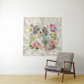 ダックスシュント犬 – ドキシー – カラフルモザイク タペストリー (インサイチュ)