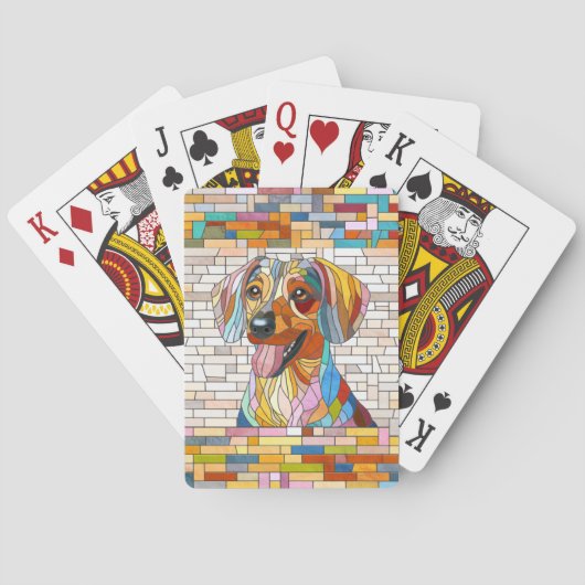 ダックスシュント犬 – ドキシー – カラフルモザイク トランプ (裏面)