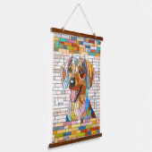 ダックスシュント犬 – ドキシー – カラフルモザイク 吊り下げ型タペストリー (傾斜あり)