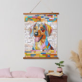 ダックスシュント犬 – ドキシー – カラフルモザイク 吊り下げ型タペストリー (寝室)