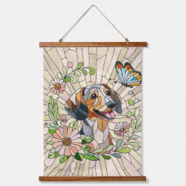 ダックスシュント犬 – ドキシー – カラフルモザイク 吊り下げ型タペストリー