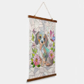 ダックスシュント犬 – ドキシー – カラフルモザイク 吊り下げ型タペストリー (傾斜あり)