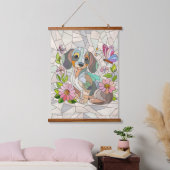 ダックスシュント犬 – ドキシー – カラフルモザイク 吊り下げ型タペストリー (寝室)