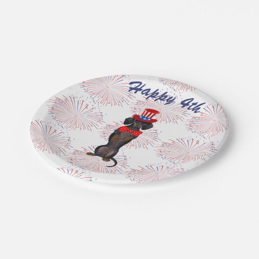 ダックスシュント独立記念日紙パーティープレート ペーパープレート (アングル)