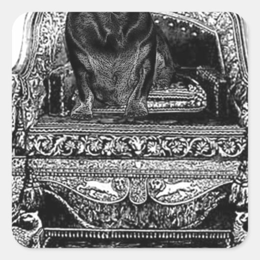 ダックスシュント王座の犬 スクエアシール (正面)