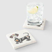 ダックスシュント糖スカル ストーンコースター (横)